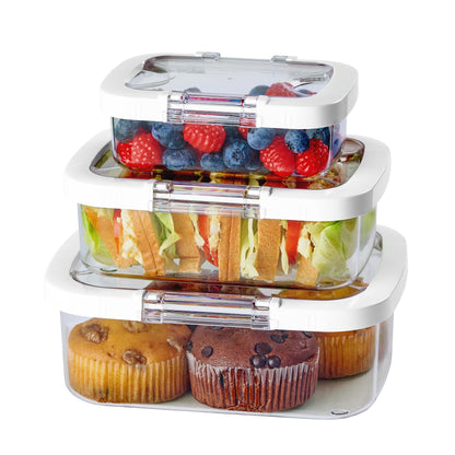 Felli Duo Loc Deli Meat Containers for Fridge with Airtight Lids, Stackable Refrigerator Organizer for Lunch Meat Storage Sandwich Ham Cheese Salami Sliced Turkey, Clear Tritan Box (Cold Cuts 3pk)
