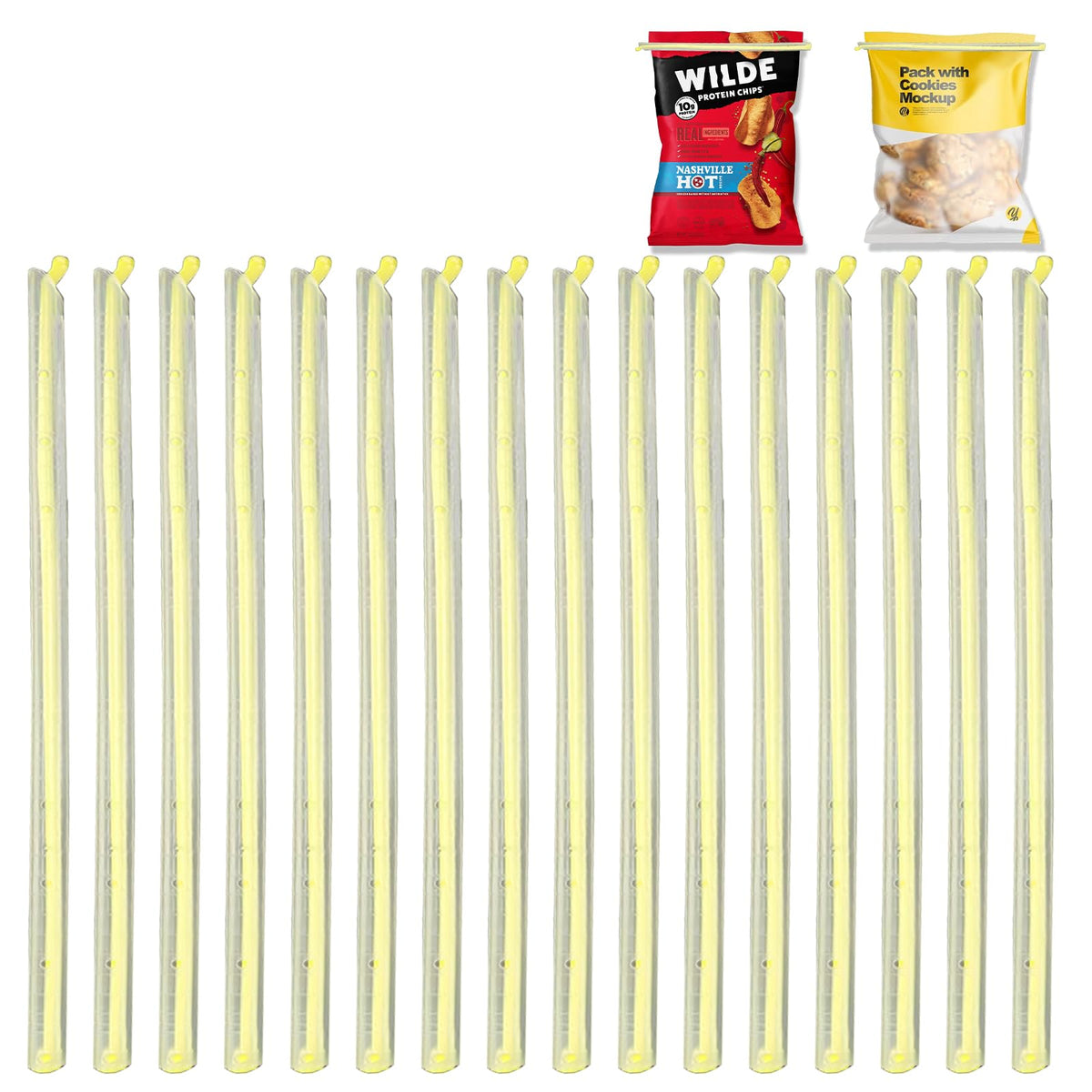 16PCS Reusable Bag Seal Sticks,Magic Bag Sealer Stick Plastic Bag Sealers Bag Clips for Food Storage, Freezer & Pantry Organization（11.25inch and 8.86inch)