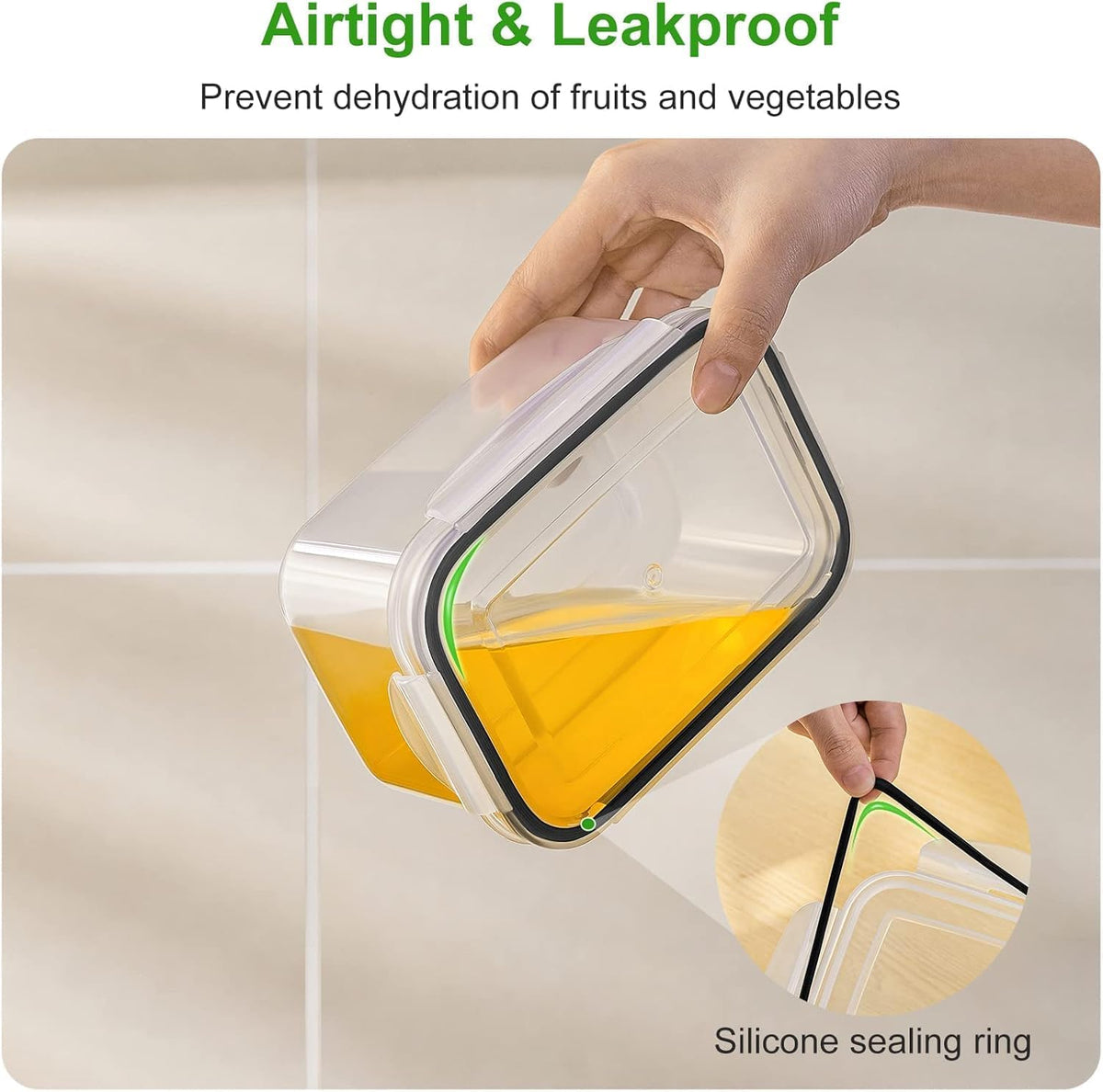 4 PCS Fruit Storage Containers for Fridge, Leakproof Produce Containers