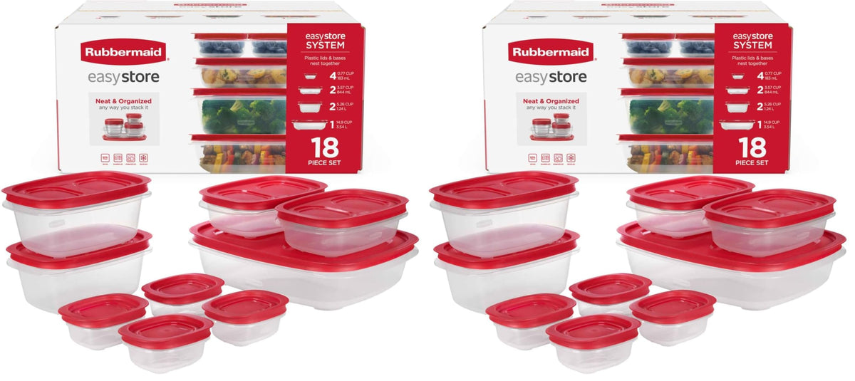 Rubbermaid EasyStore Large Containers, 18-Piece Set, Food Storage Containers with Lids