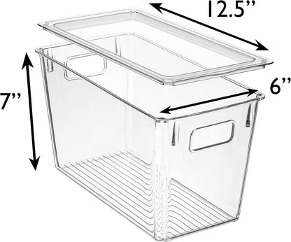 ClearSpace Plastic Storage Bins with Lids for Pantry & Fridge, 4 Pack