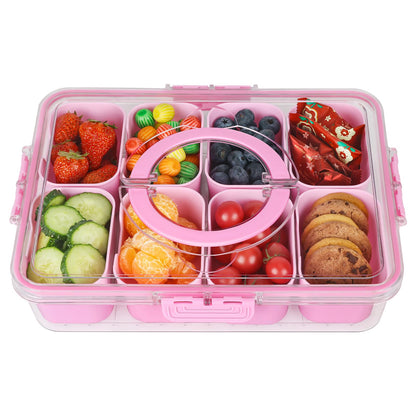 2Pcs Snackle Box Snack Containers with Lid Divided Serving Tray with Handle