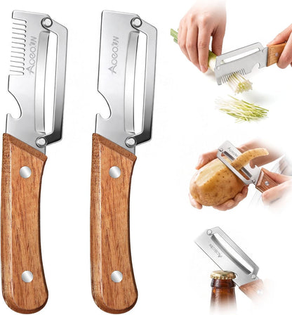 2 PCS Multifunctional Vegetable Peeler, 3-in-1 Stainless Steel Peeler Knife