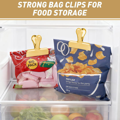 Funfery Chip Clips Bag Clips Gold Stainless Steel Clip for Food Storage