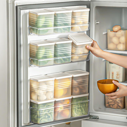 3 Pack Refrigerator Organizer Box, Plastic Refrigerator Side Door Storage Containers, Space-Saving Organizer Bins for Fridge, Refrige Drawers for Fruit and Vegetable (Clear,S*3)