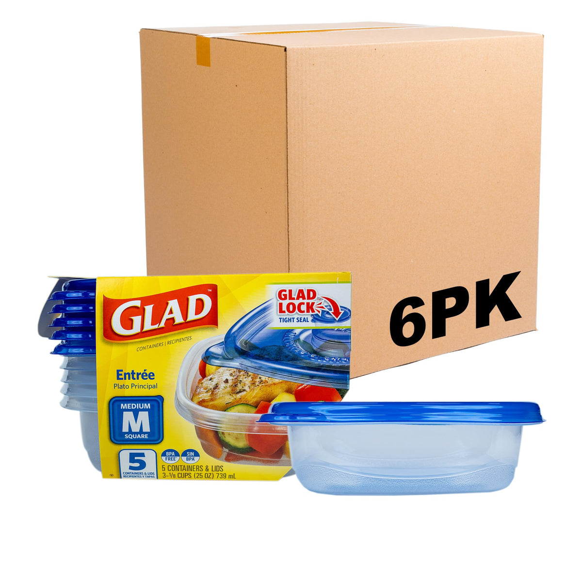 Glad GladWare Deep Dish Food Storage Containers, 64 Oz, 3 Count