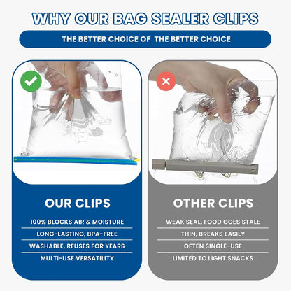 21-Sticks Bag Sealer Stick, 5 Diffrent Sizes, Chip Clips, Stay Fresh Bag Sealer Sticks, Keeps Food Bags Airtight Watertight & Food Fresh Longer