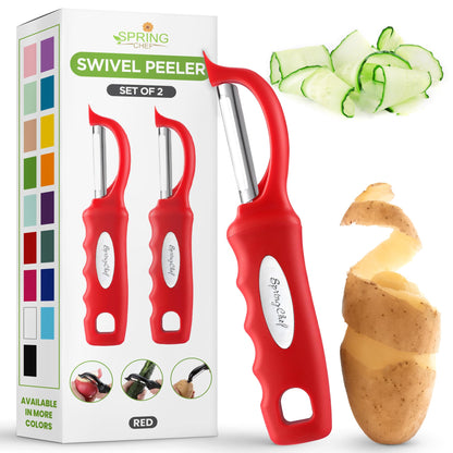 Spring Chef Swivel Potato Peeler for Kitchen with Ergonomic Handle, White