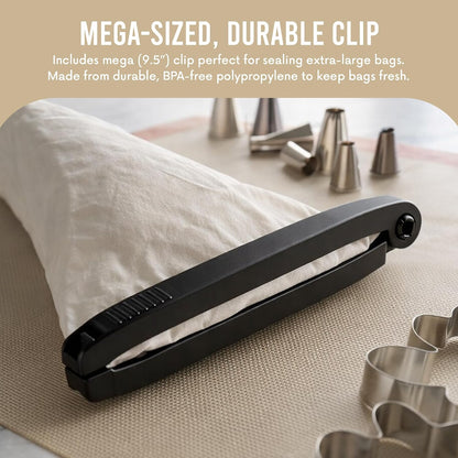 LINDEN SWEDEN Twixit Mega Bag Clip - Keep Food Fresh, Prevent Spillage - Great for Storage and Organization - Microwave, Freezer and Dishwasher-Safe - BPA-Free, Black