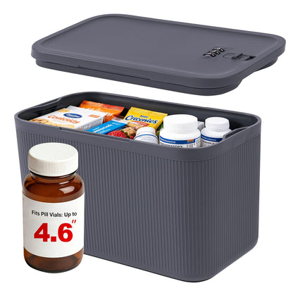 Lock Box for Medication, Medicine Lock Box with Small Mesh Zipper Pouch, Lockable Storage Box with Code for Phone Medicine Snack, BPA-Free Lock Box for Fridge, Home, Office, School, Gift
