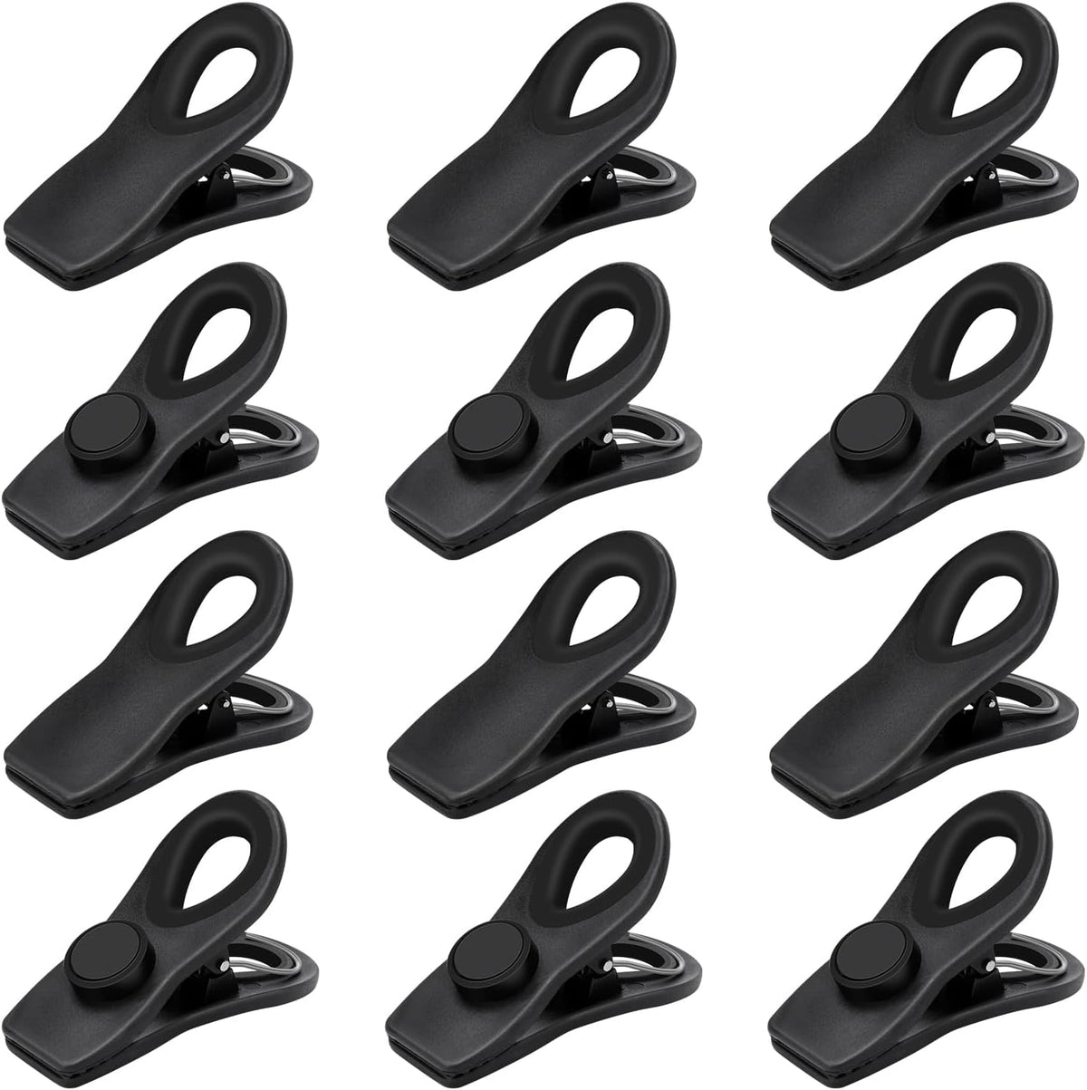 TACGEA Chip Clips, Magnetic Chip Bag Clips for Food Storage, 12 Pack, Black