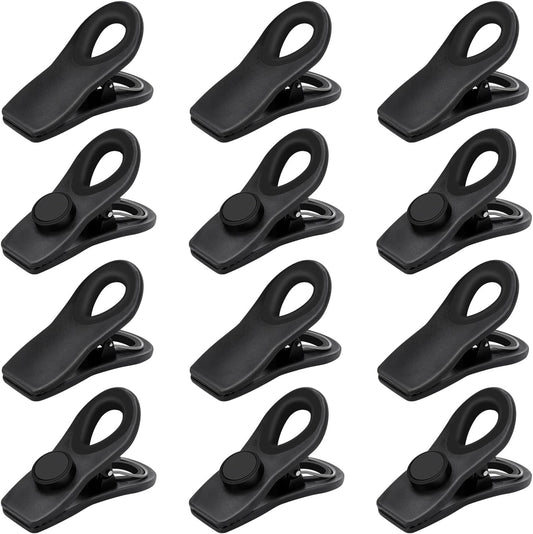 TACGEA Chip Clips, Magnetic Chip Bag Clips for Food Storage, 12 Pack, Black