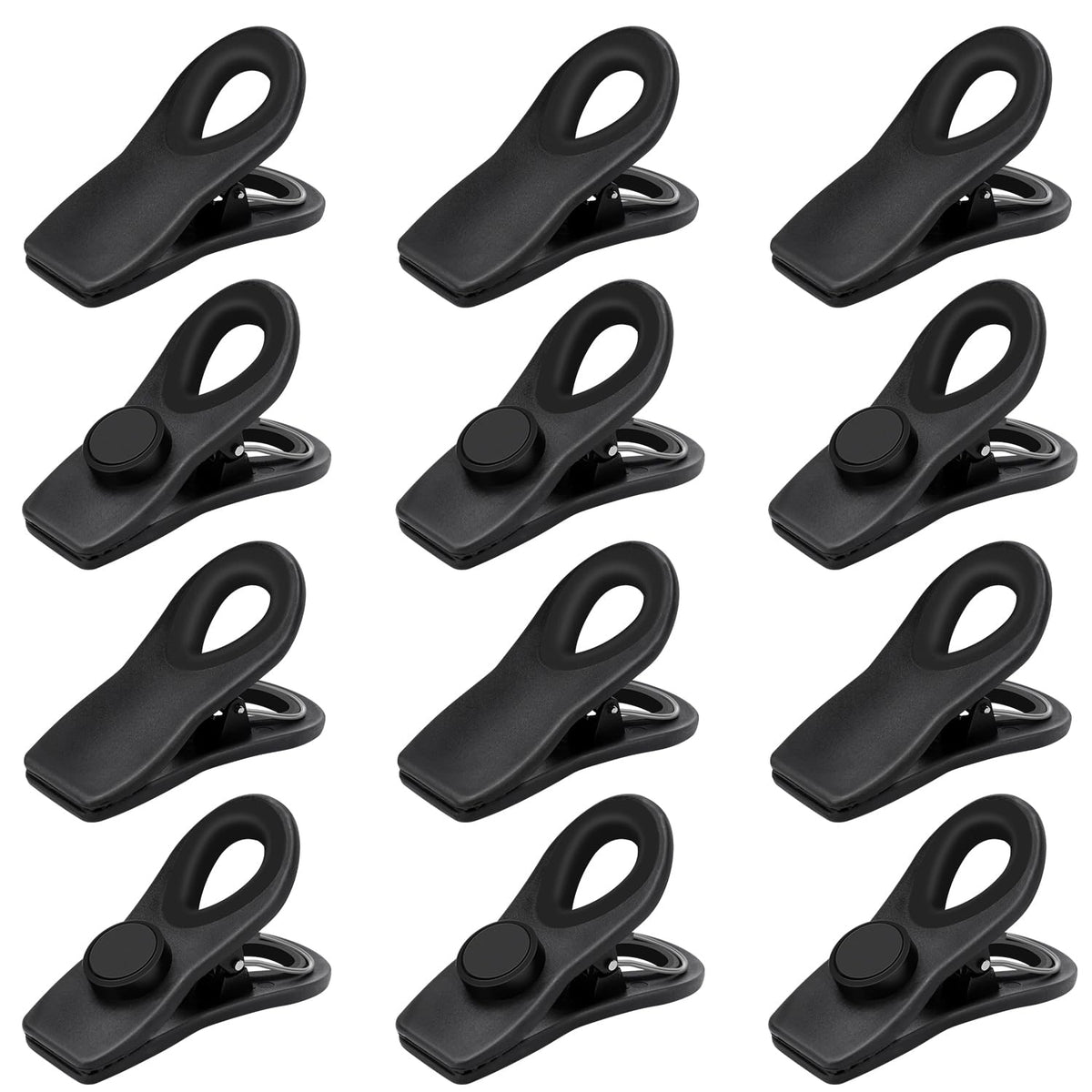 TACGEA Chip Clips, Magnetic Bag Clips with Air Tight Seal for Food Storage, 12 Pieces, Multicolor