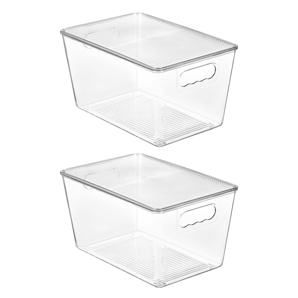 Vtopmart 4 Pack Clear Stackable Storage Bins with Lids and Handles, Large