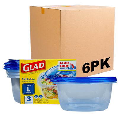 Glad GladWare Deep Dish Food Storage Containers, 64 Oz, 3 Count