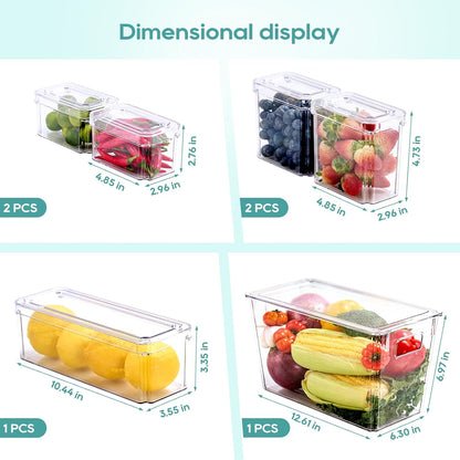 MUCHII 6 Pack Fridge Organizers and Storage, Clear Stackable Bins with Lids