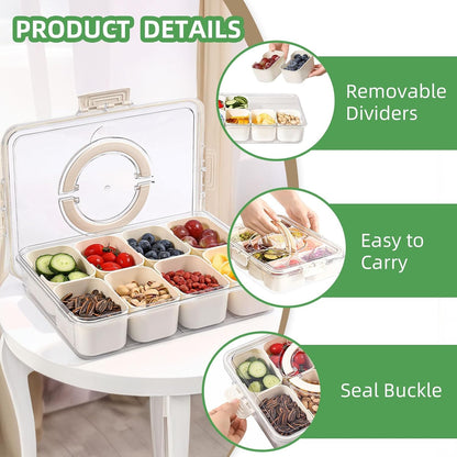2Pcs Snackle Box Snack Containers with Lid Divided Serving Tray with Handle