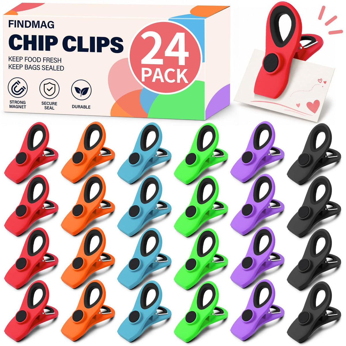 Chip Clips, Bag Clips for Food Storage, 12 Pack Multicolor