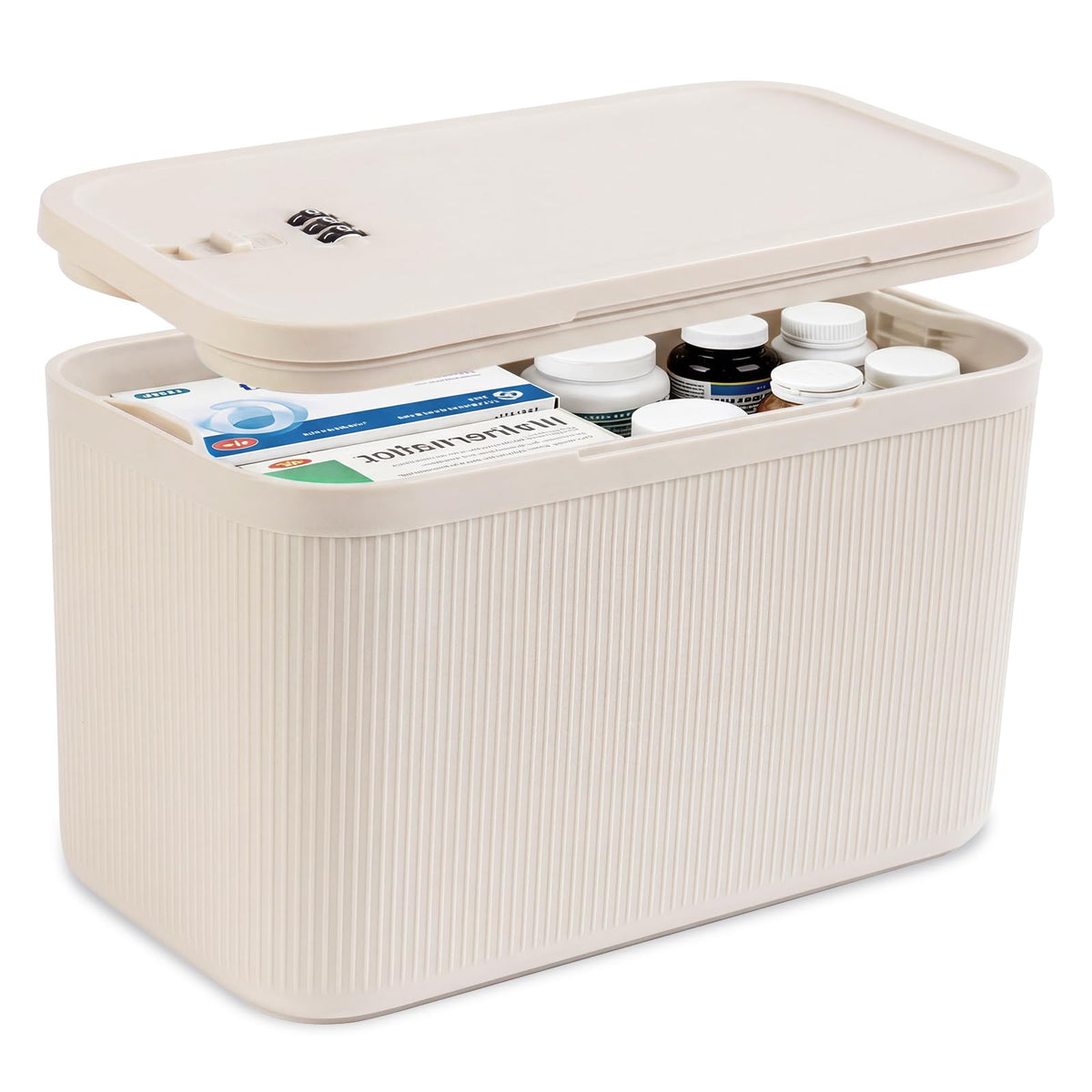 Lockable Storage Box, Small Lock Box with Combination Code for Phone/Medicine Safe/Food Home/Refrigerator/Office/Personal Items/Travel/Gift,9.25 x 5.04 x 3.62’’