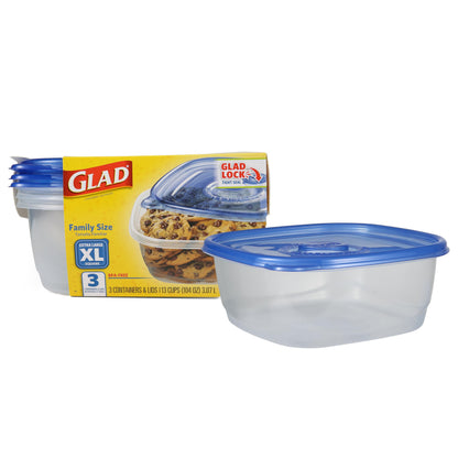 Glad GladWare Deep Dish Food Storage Containers, 64 Oz, 3 Count