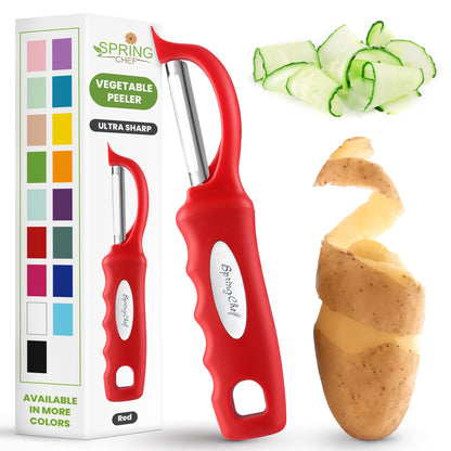 Spring Chef Swivel Potato Peeler for Kitchen with Ergonomic Handle, White