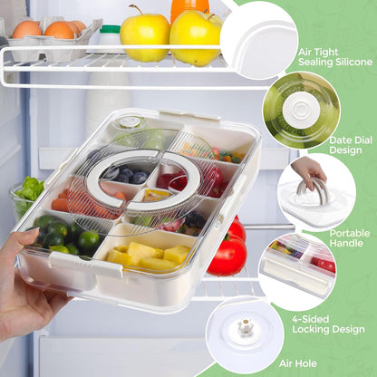 LUXEAR Snackle Box Container Dishwasher Safe Divided Serving Tray with Lid