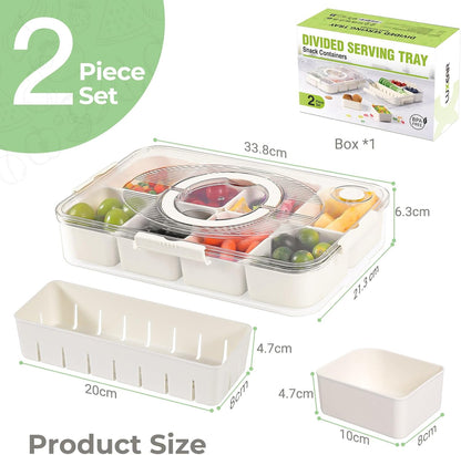 LUXEAR Snackle Box Container Dishwasher Safe Divided Serving Tray with Lid