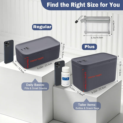 Lock Box for Medication, Medicine Lock Box with Small Mesh Zipper Pouch, Lockable Storage Box with Code for Phone Medicine Snack, BPA-Free Lock Box for Fridge, Home, Office, School, Gift