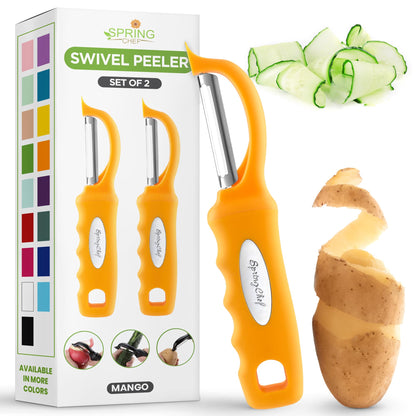 Spring Chef Swivel Potato Peeler for Kitchen with Ergonomic Handle, White