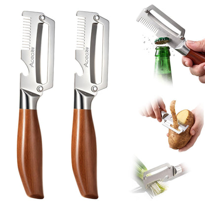 2 PCS Multifunctional Vegetable Peeler, 3-in-1 Stainless Steel Peeler Knife