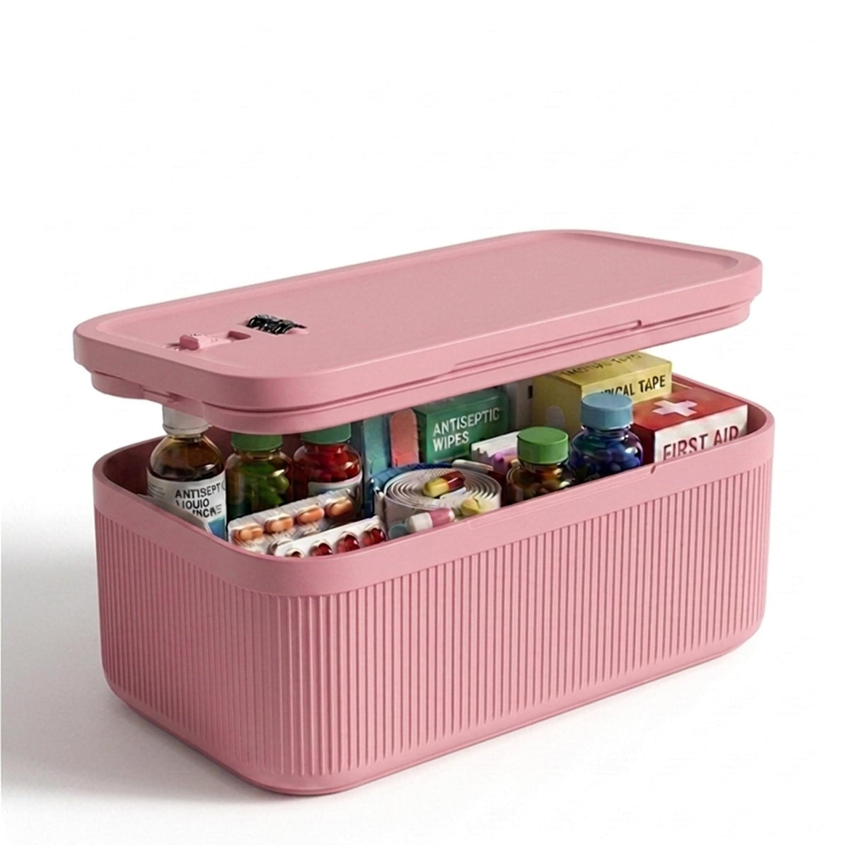 Medicine Lock Box with Combination Lock, 2L Lockable Storage Box for Medication, Pills & First Aid Supplies, Box with Lock for Home, Fridge, Dorm, Office, Snacks, Phones