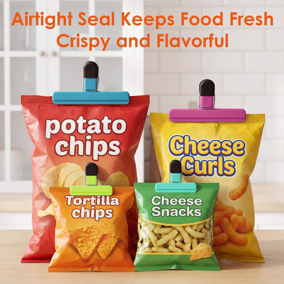 TACGEA Chip Clips, 8 Pack Bag Clips, Upgrade Wide-Open, for Food Storage
