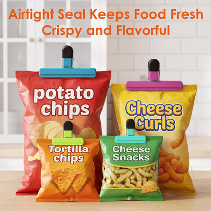 TACGEA Chip Clips, 8 Pack Bag Clips, Upgrade Wide-Open, for Food Storage