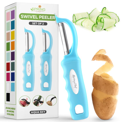 Spring Chef Swivel Potato Peeler for Kitchen with Ergonomic Handle, White