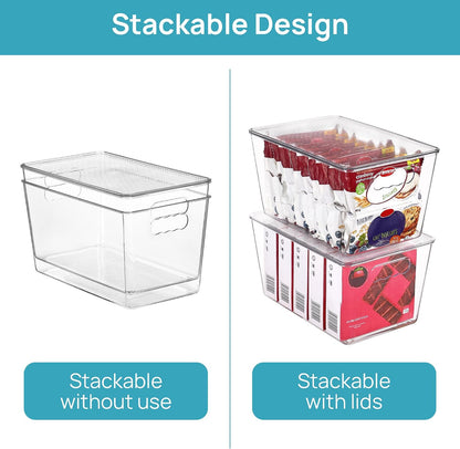 Vtopmart 6 Pack Clear Stackable Storage Bins with Lids and Handles, Large