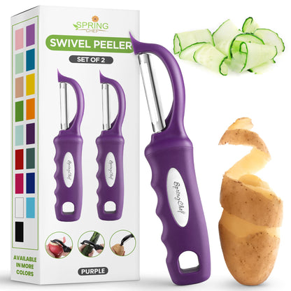 Spring Chef Swivel Potato Peeler for Kitchen with Ergonomic Handle, White