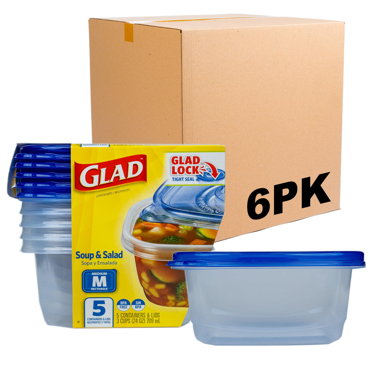 Glad GladWare Deep Dish Food Storage Containers, 64 Oz, 3 Count