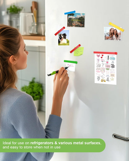 HOUSE AGAIN 12 PCS Plastic Chip Clips with Magnetic, Bag Clip for Food Storage, Food Bag Sealing Clip, Wide Open Food Clips for Bread, Snacks, Fridge Organizer Kitchen, Easy to Store (8 x S,4 x L)