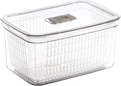 BINO | Produce Saver - 15.2 Cup/3.6L | Fridge Storage Containers for Fruits and Vegetables | Vegetable Storage with Adjustable Air Vent, Removable Basket | BPA-Free Fridge Organizers and Storage
