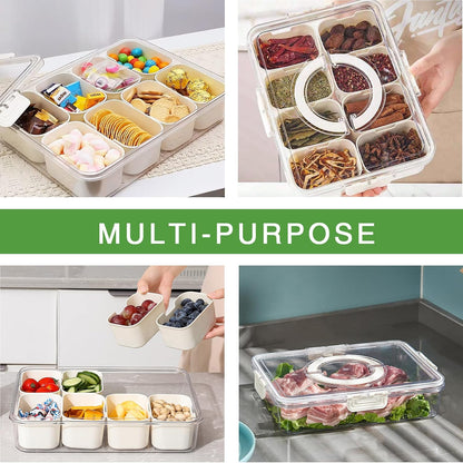2Pcs Snackle Box Snack Containers with Lid Divided Serving Tray with Handle