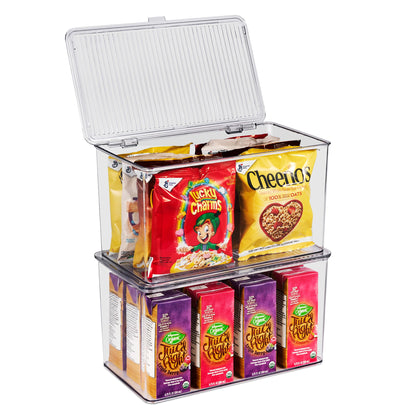 Sorbus Clear Storage Bins with Lids, Stackable Organizer (Medium)