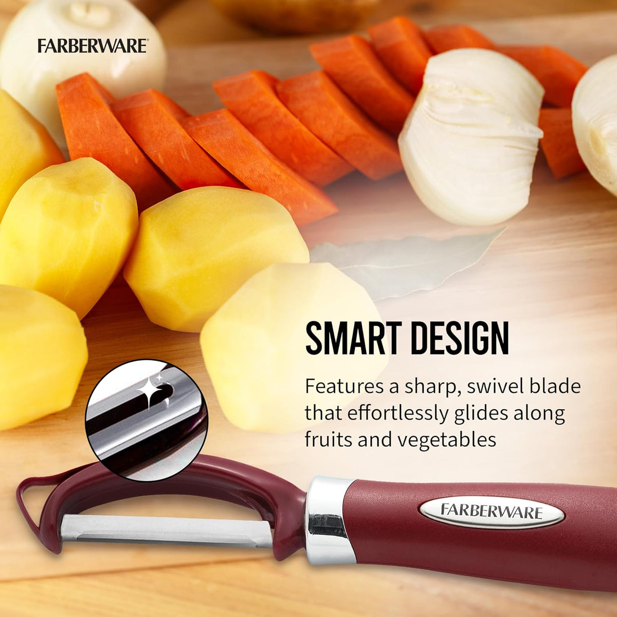 Farberware Euro Vegetable Peeler with Swivel Blade Red