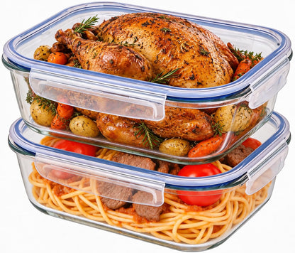 Liuruiyu 8 Pack Glass Food Storage Containers with Lids, Meal Prep Containers, Airtight Bento Boxes with Leak Proof Locking for Microwave, Oven, Freezer and Dishwasher, BPA Free