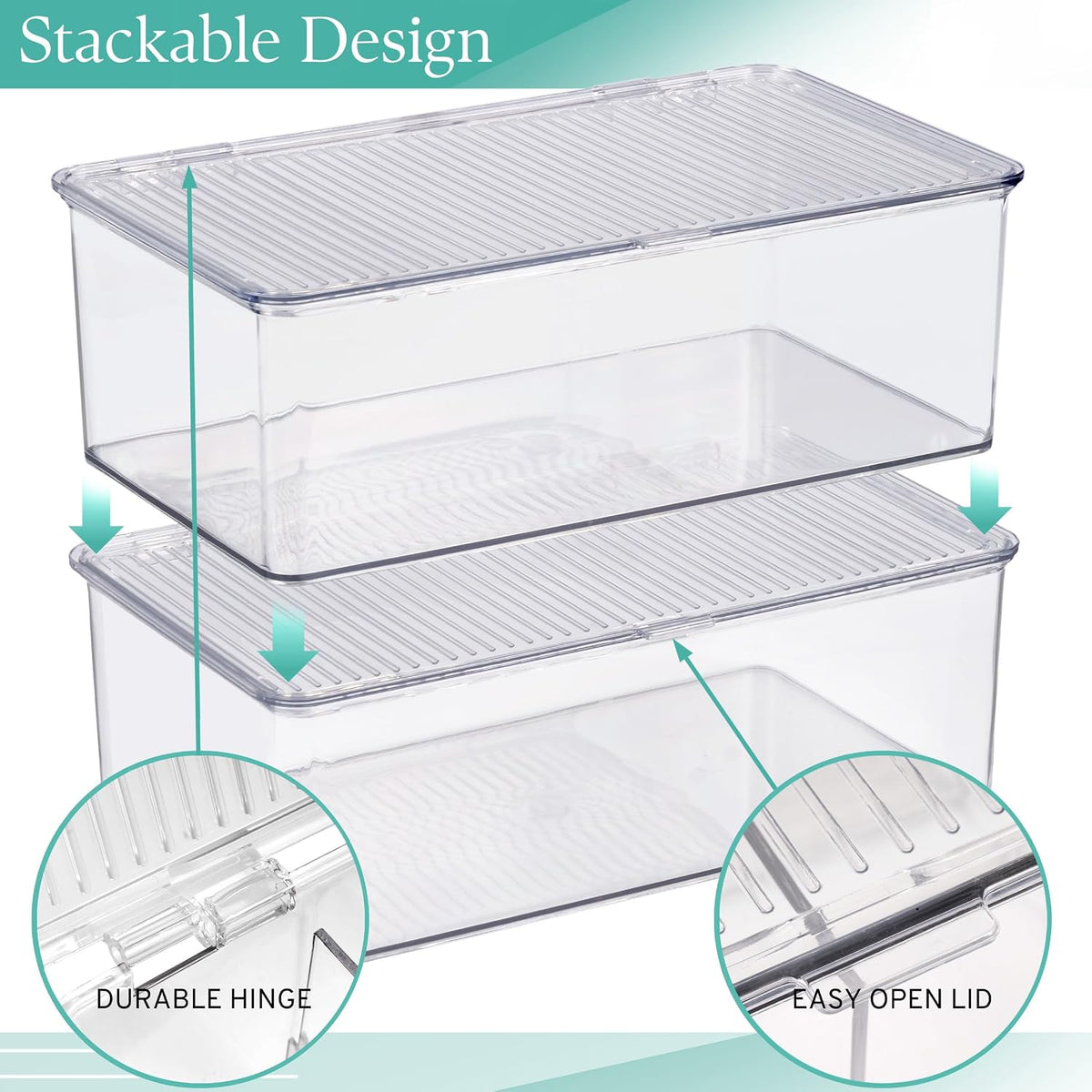 Sorbus Clear Storage Bins with Lids, Stackable Organizer (Medium)