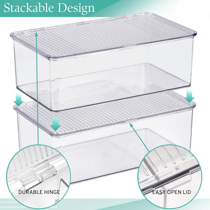 Sorbus Clear Storage Bins with Lids, Stackable Organizer (Medium)