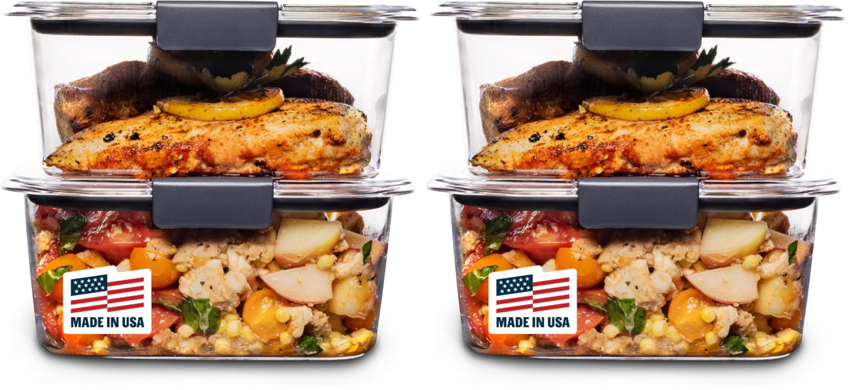 Rubbermaid Brilliance BPA-Free Food Storage Containers Multi Pack, 1.3 Cup Plastic Containers with Lids, 5 Pack, Leak Proof, Microwave & Dishwasher Safe