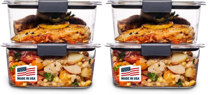 Rubbermaid Brilliance BPA-Free Food Storage Containers Multi Pack, 1.3 Cup Plastic Containers with Lids, 5 Pack, Leak Proof, Microwave & Dishwasher Safe