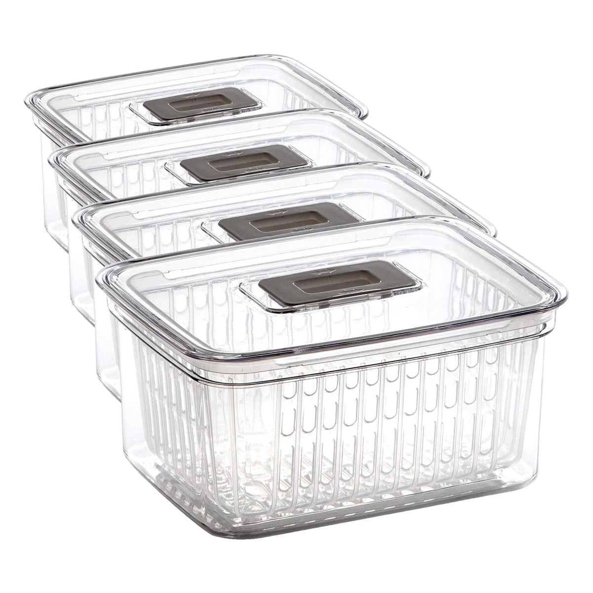 BINO | Produce Saver - 15.2 Cup/3.6L | Fridge Storage Containers for Fruits and Vegetables | Vegetable Storage with Adjustable Air Vent, Removable Basket | BPA-Free Fridge Organizers and Storage