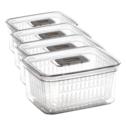 BINO | Produce Saver - 15.2 Cup/3.6L | Fridge Storage Containers for Fruits and Vegetables | Vegetable Storage with Adjustable Air Vent, Removable Basket | BPA-Free Fridge Organizers and Storage