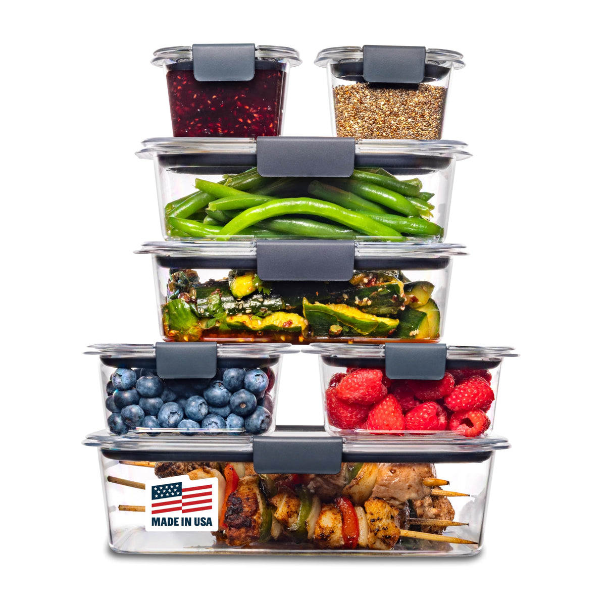 Rubbermaid Brilliance Food Storage Containers, Set of 5 (10 Pieces), BPA-Free, Leak-Proof, Clear